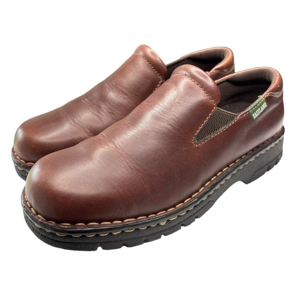 Eastland Newport Slip On Chunky Loafer #3180 Women Shoe SZ 10W Leather Brown Y2K